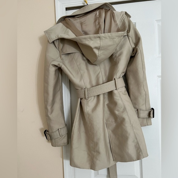 Zara khaki beige trench coat short with zipper hood US size Medium EUR M - Picture 9 of 11